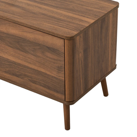 Modern Walnut TV Stand With Soft-Close Doors and Storage - Omega Lifestyles