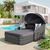 Outdoor PE Rattan Adjustable Canopy Double Sunbed - Omega Lifestyles