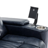 Power Swivel Blue PU Leather Recliner Chair With Tray Table - Omega Lifestyles