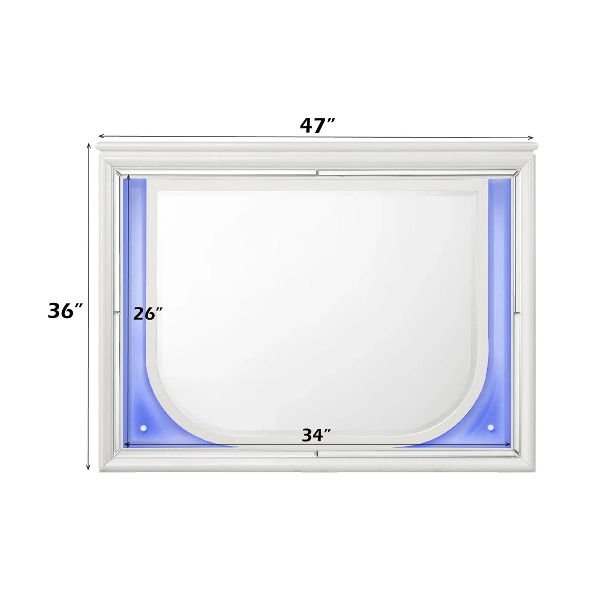 Modern White LED Mirror With Synthetic Wood Frame - Omega Lifestyles