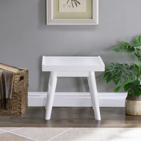 Solid Wood Slatted Farmhouse Style White Wood Bench - Omega Lifestyles