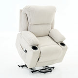Ivory Remote-Controlled Heated Massage Assistive Recliner - Omega Lifestyles
