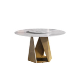 Modern Round Sintered Stone Dining Table With Turntable - Omega Lifestyles