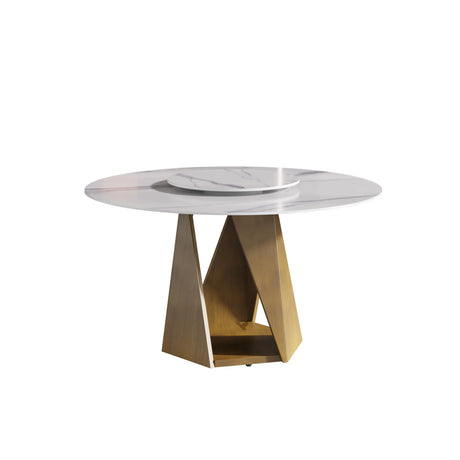 Modern Round Sintered Stone Dining Table With Turntable - Omega Lifestyles