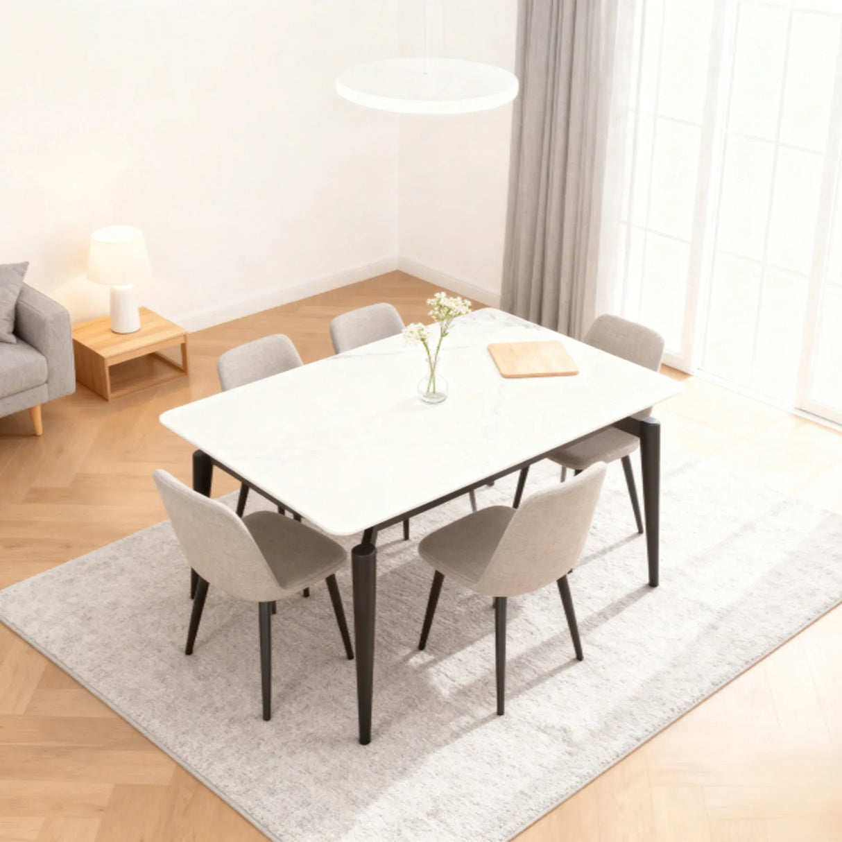 Sintered Stone Ceramic Tile Dining Table With Iron Legs - Omega Lifestyles