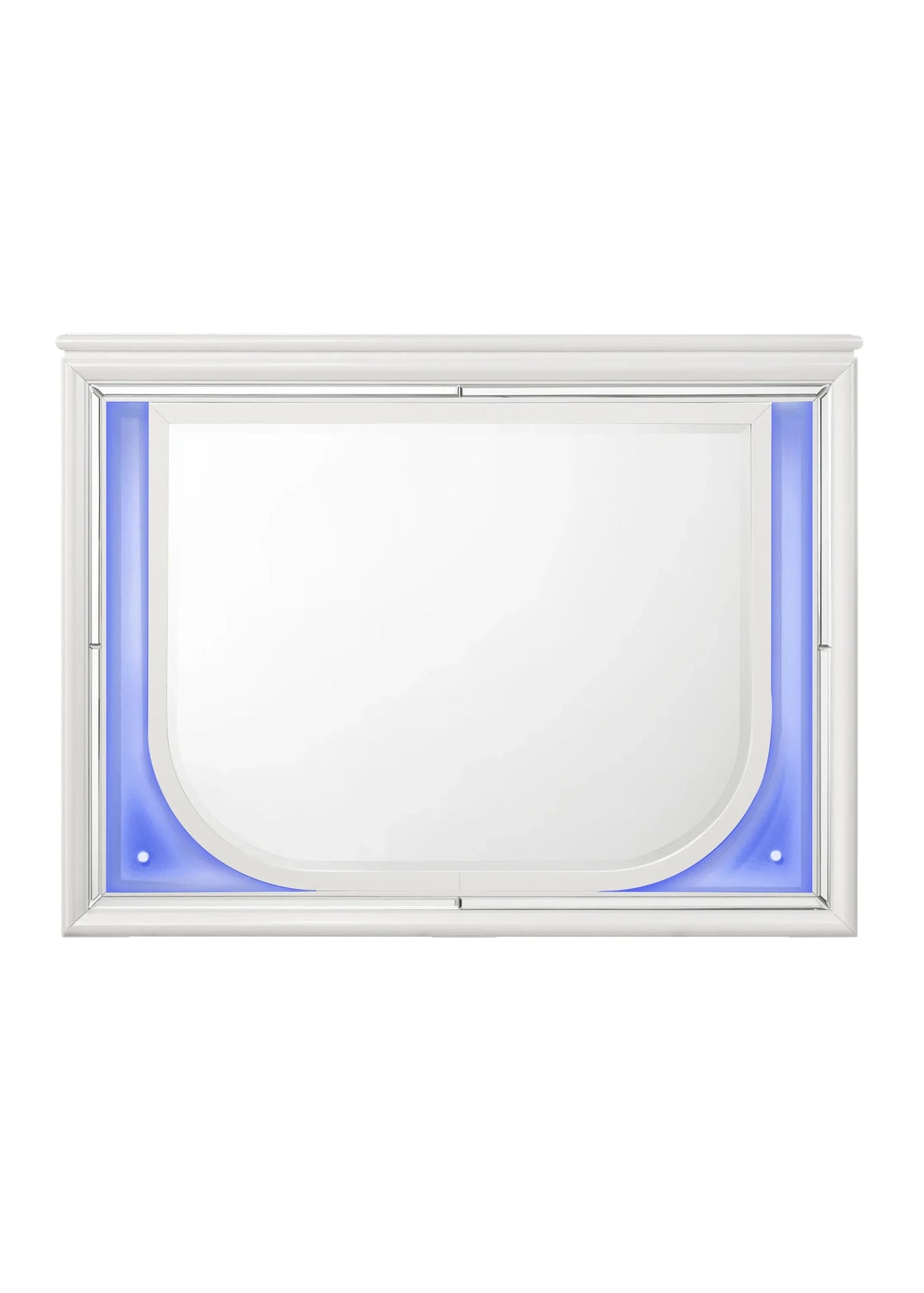 Modern White LED Mirror With Synthetic Wood Frame - Omega Lifestyles