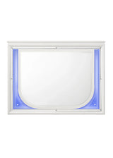 Modern White LED Mirror With Synthetic Wood Frame - Omega Lifestyles