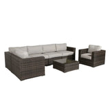5-Person Grey Wicker Patio Set With Cushions Fully Assembled - Omega Lifestyles