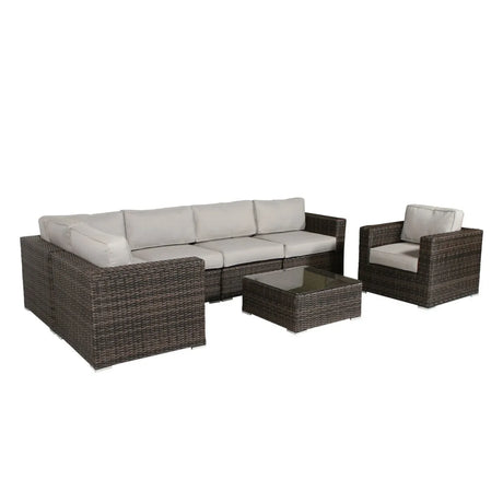 5-Person Grey Wicker Patio Set With Cushions Fully Assembled - Omega Lifestyles