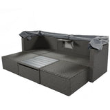 Outdoor Gray Rattan Wicker Patio Daybed With Canopy - Omega Lifestyles