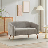 Corduroy Upholstered Modern Gray Loveseat Sofa With Walnut Legs - Omega Lifestyles