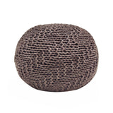 Modern Knit Weave Cotton Pouf Light Brown 20-Inch - Omega Lifestyles
