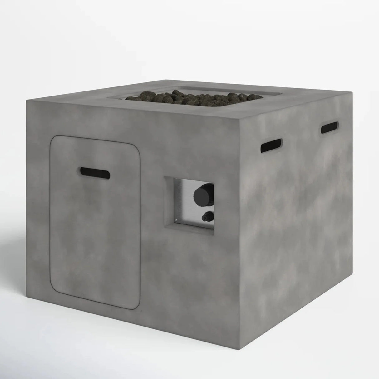 Concrete Outdoor Modern Gas Fire Pit With Hidden Tank Compartment - Omega Lifestyles