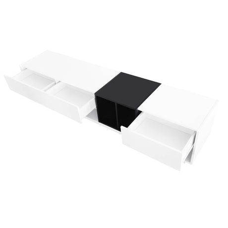 Two-Tone Particle Board White TV Stand With Storage - Sleep Galleria