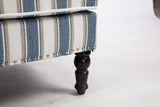 Vintage Blue White Striped Upholstered Accent Chair - Omega Lifestyles
