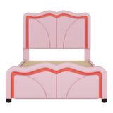 Twin Upholstered Platform Bed With Adjustable Headboard and LED Light Strips - Omega Lifestyles