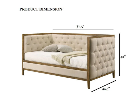 Transitional Twin Mattress Ready Natural Oak Fabric Daybed - Omega Lifestyles
