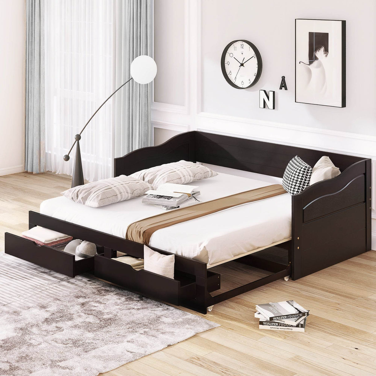 Twin Extendable Solid Wood Daybed With Trundle Drawers - Omega Lifestyles