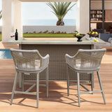 Outdoor Patio Aluminum Wicker Bar Table With Stools Set Of 3 - Omega Lifestyles