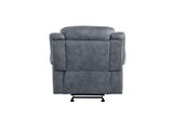 Two-Tone Gray Velvet Motion Glider Recliner Chair - Omega Lifestyles
