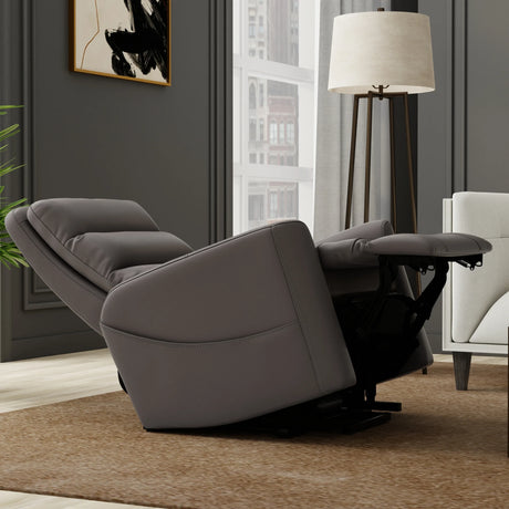 Grey Faux Leather Power Lift Recliner Chair With USB Charging - Omega Lifestyles