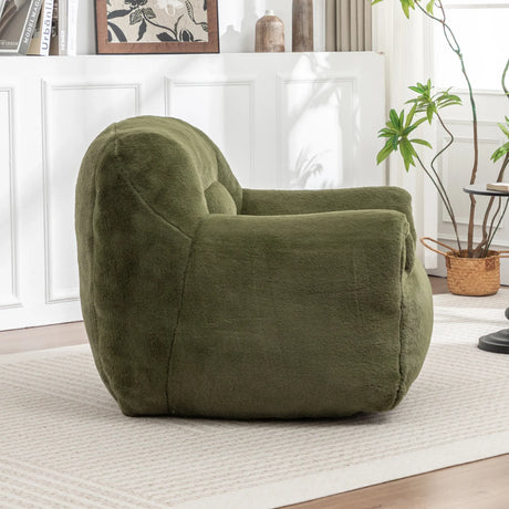 Faux Fur Comfy Bean Bag Chair With Back Support Green - Omega Lifestyles