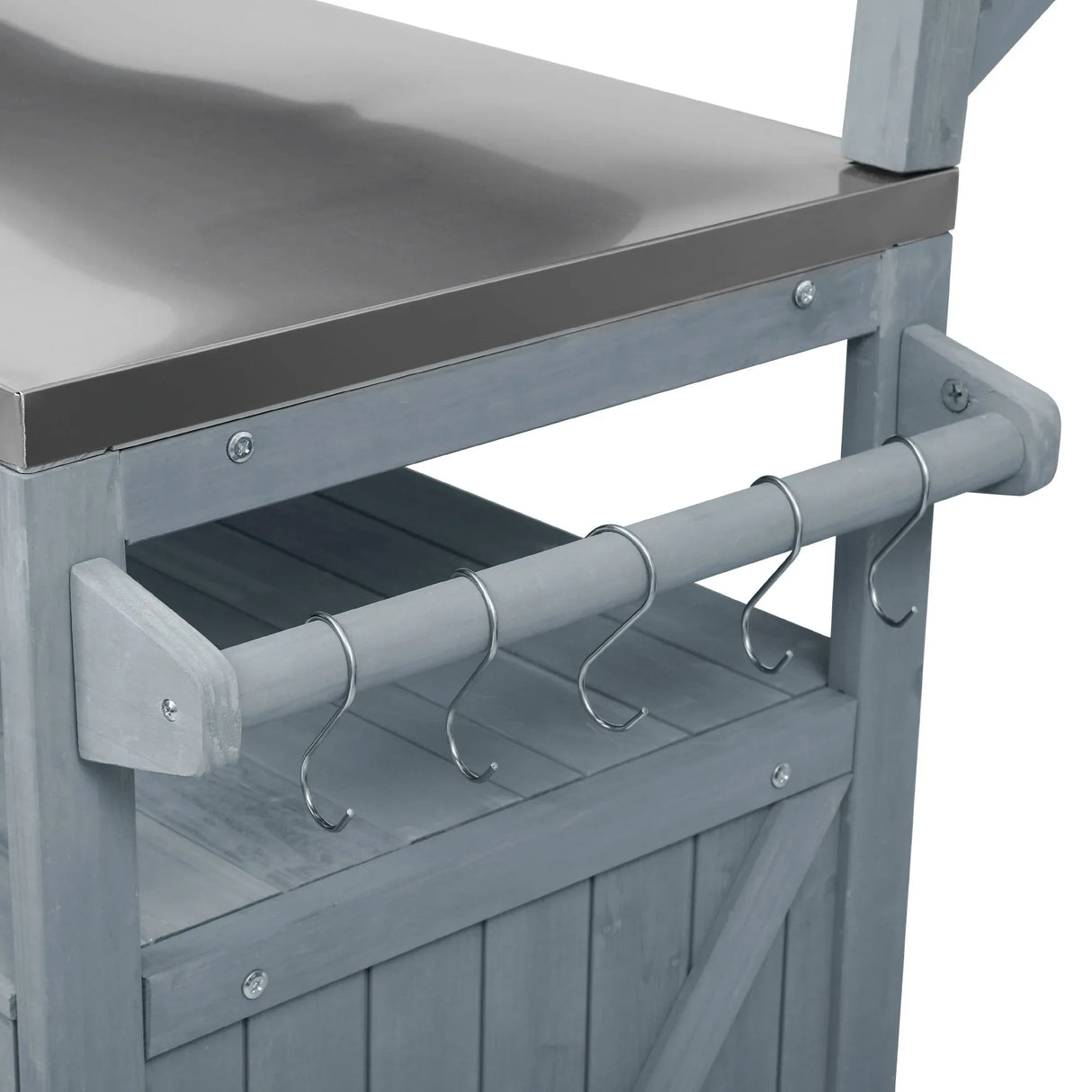 Outdoor Rolling Grill Cart With Raised Shelf Storage - Omega Lifestyles