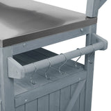 Outdoor Rolling Grill Cart With Raised Shelf Storage - Omega Lifestyles