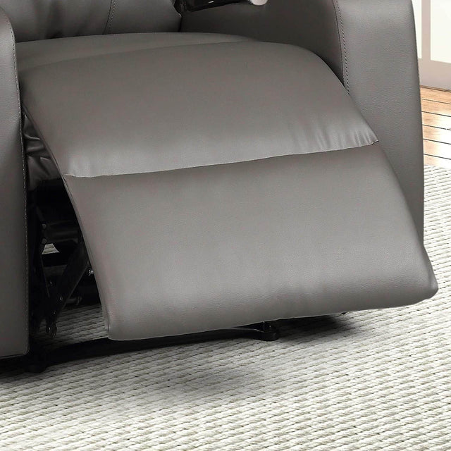 Electric Power Recliner Chair Upholstered Faux Leather Gray - Omega Lifestyles