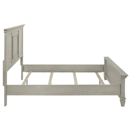 King Farmhouse Distressed White Wood Panel Bed Frame - Omega Lifestyles