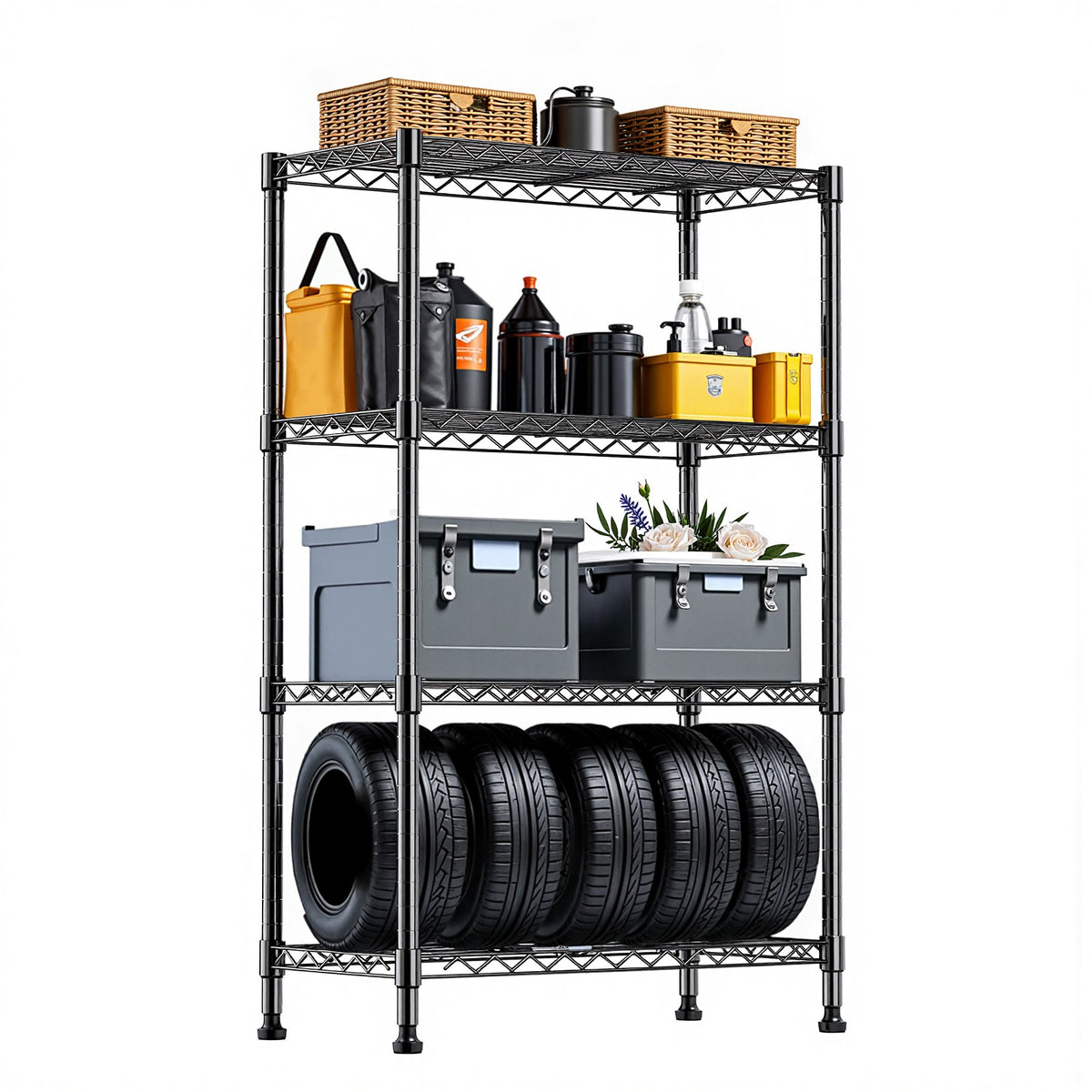 Heavy Duty 4-Tier Carbon Steel Adjustable Storage Shelving