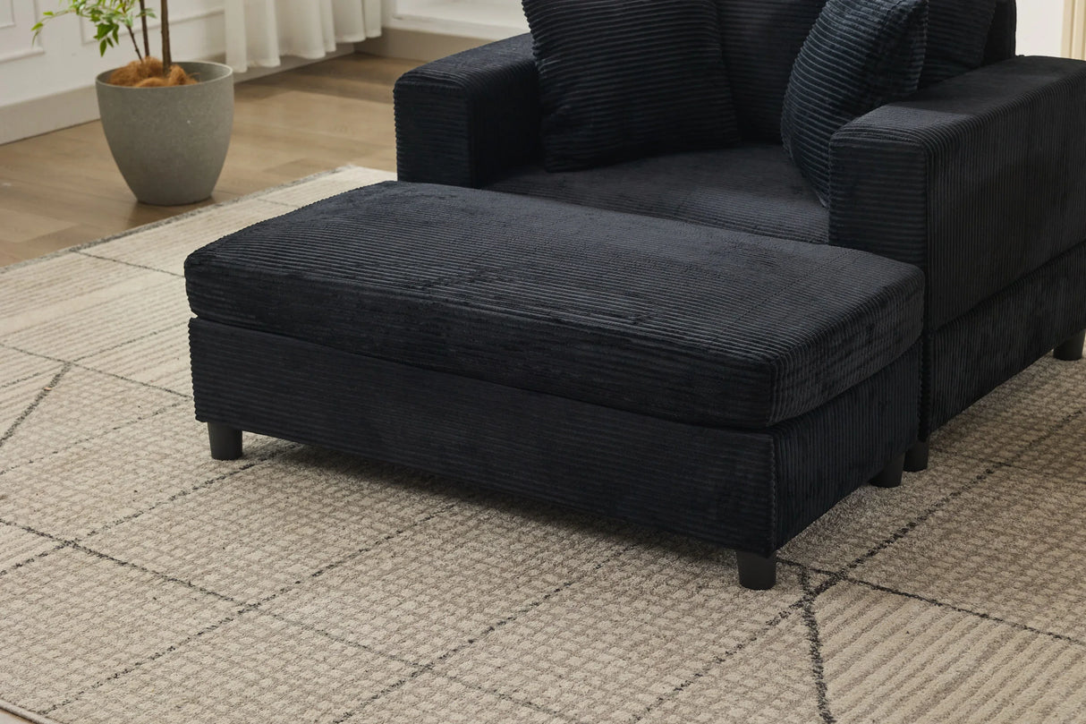 Corduroy Chaise Lounge Chair With Removable Ottoman - Omega Lifestyles