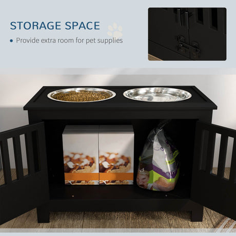 Elevated Dog Bowl Stand With Storage Cabinet - Sleep Galleria