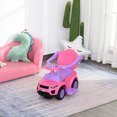 3-in-1 Toddler Ride On Push Car Stroller Toy Pink - Omega Lifestyles