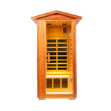 Far Infrared Khaya Wood Outdoor Sauna Room - Omega Lifestyles