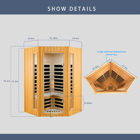 Two Person Hemlock Indoor Pentagonal Far Infrared Sauna Room - Omega Lifestyles