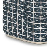 Hand Woven Blue White Fabric Square Pouf Stool - Omega Lifestyles