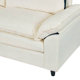 Beige Linen 3-Seat Storage Sofa With Soft Armrests - Omega Lifestyles
