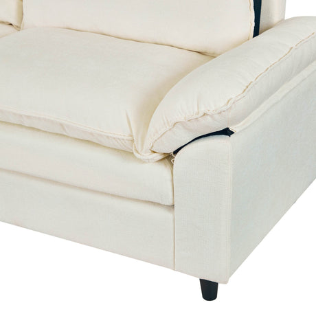 Beige Linen 3-Seat Storage Sofa With Soft Armrests - Omega Lifestyles