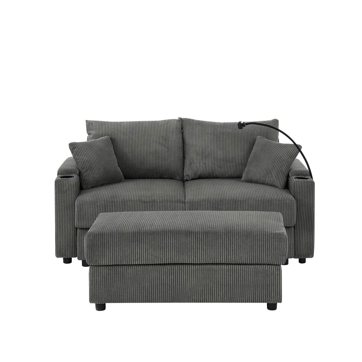 Modern Grey Corduroy 3-Seat Armless Sofa Chair - Omega Lifestyles