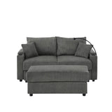 Modern Grey Corduroy 3-Seat Armless Sofa Chair - Omega Lifestyles