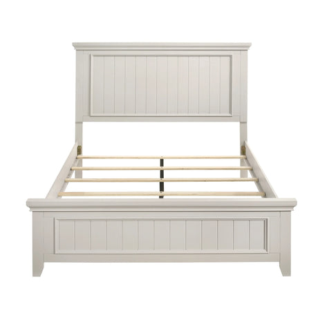 Queen Farmhouse White Wood Panel Bed Frame - Omega Lifestyles