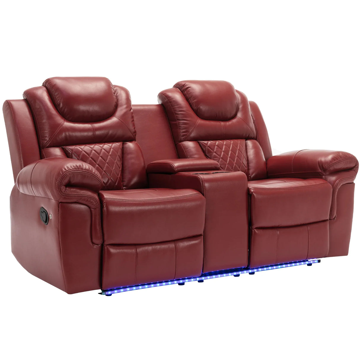 Manual Recliner Chair With Storage Cup Holders LED - Omega Lifestyles