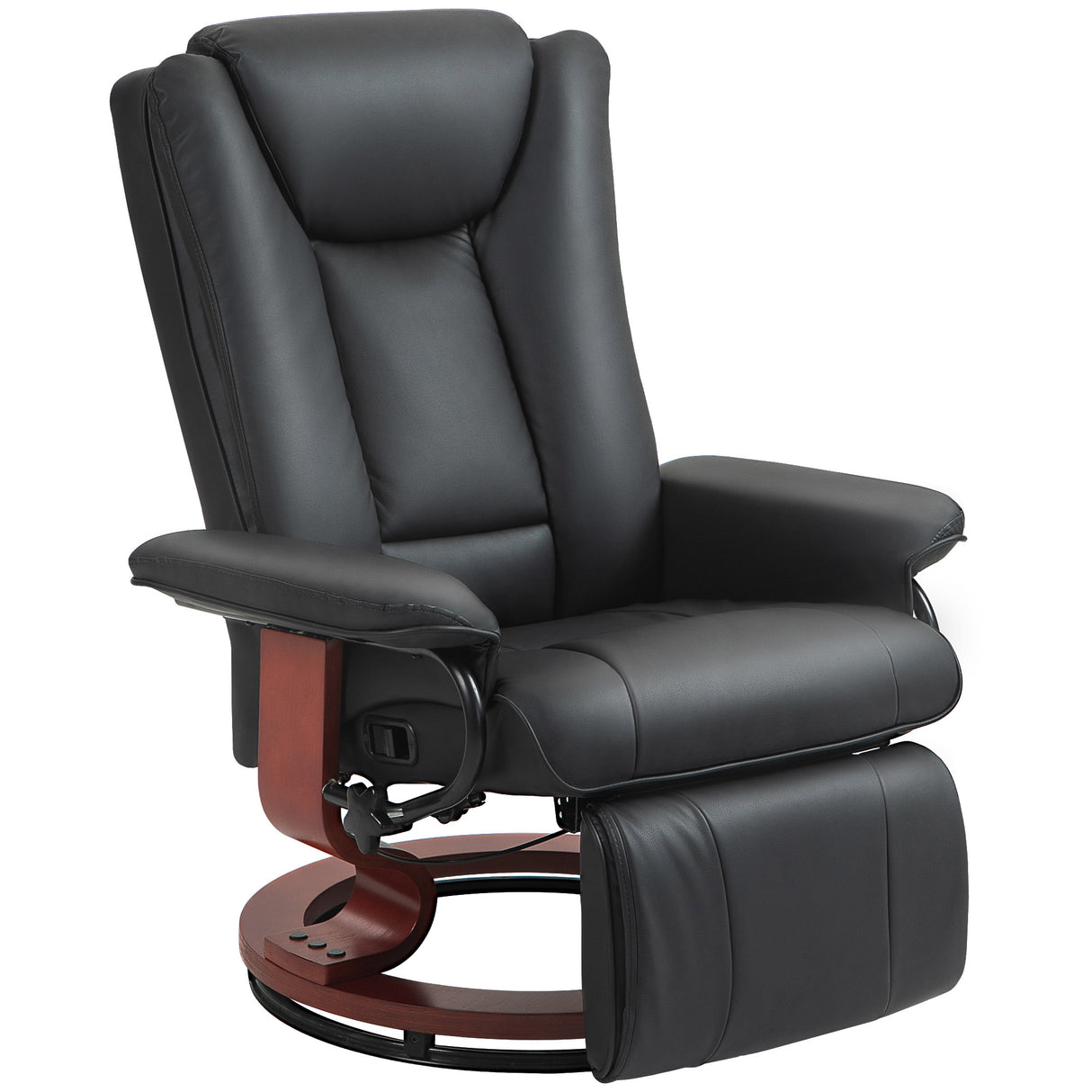 PU Leather Adjustable Manual Recliner Swivel Chair With Footrest