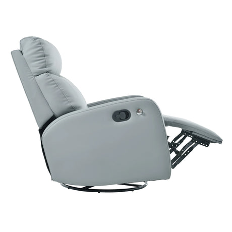 Modern Blue Gray PU Swivel Rocker Recliner Chair - Omega Lifestyles