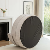 Modern Gray Chenille Barrel Accent Chair With Ottoman - Omega Lifestyles