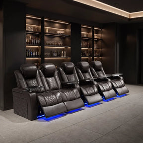 Ultra-Plush Genuine Leather Power Recliner With RGB Lighting - Omega Lifestyles