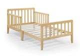 Solid Wood Natural Toddler Bed With Safety Rails - Omega Lifestyles