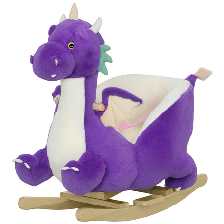 Purple Dragon Kids Plush Rocking Horse With Sounds - Omega Lifestyles