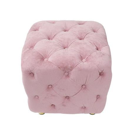 Pink Velvet Dice-Shaped Storage Ottoman With Foam Seat - Omega Lifestyles